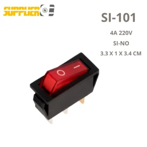 INTERRUPTOR BALANCIN 2 POLOS C/ PILOTO 4A 220V NEGRO SI-101
