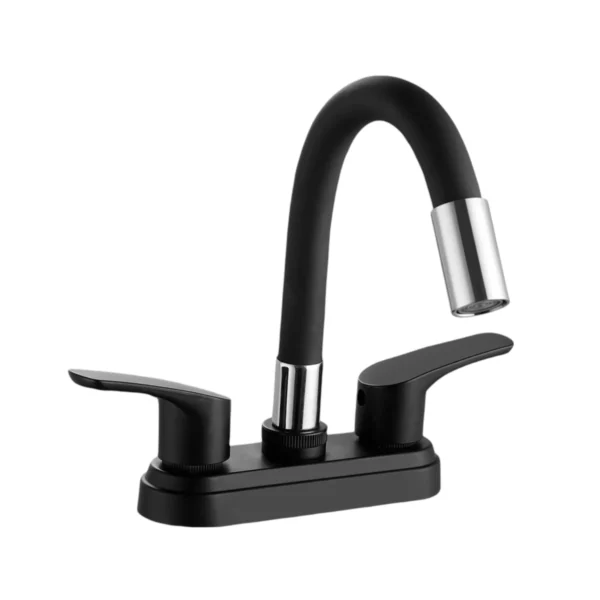 MEZCLADORA PARA LAVABO 4″ NEGRA CUELLO FLEXIBLE  LUA