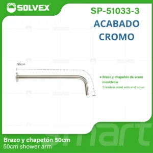 BRAZO Y CHAPETON PARA REGADERA 40CM SP-51033-3 SOLVEX