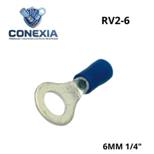 TERMINAL AISLADA AZUL OJILLO RV2-6MM 1/4" BOLSA CON 10 PZAS