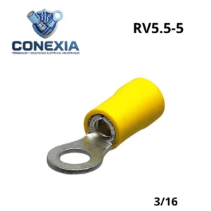 TERMINAL AISLADA AMARILLA REDONDA 3/16" RV5.5-5 BOLSA CON 10 PZAS