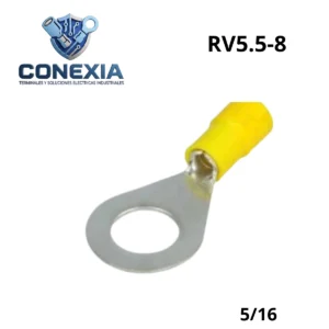 TERMINAL AISLADA AMARILLA REDONDA 5/16" RV5.5-8 BOLSA CON 10 PZAS