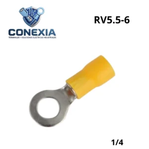 TERMINAL AISLADA AMARILLA REDONDA 1/4" RV5.5-6 BOLSA CON 10 PZAS