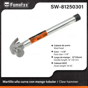 MARTILLO UÑA CURVA MANGO METALICO FUMETAX SW-81250301