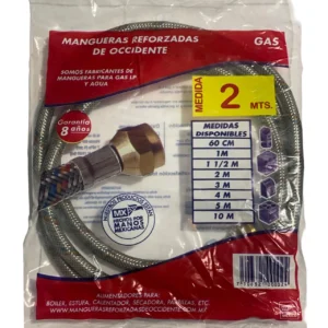 MANGUERA PARA GAS TRENZADA EN ALUMINIO 2 MT OCCIDENTE