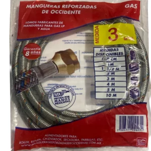 MANGUERA PARA GAS TRENZADA EN ALUMINIO 3 MT OCCIDENTE