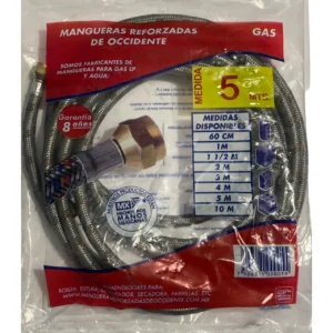 MANGUERA PARA GAS TRENZADA EN ALUMINIO 5 MT OCCIDENTE