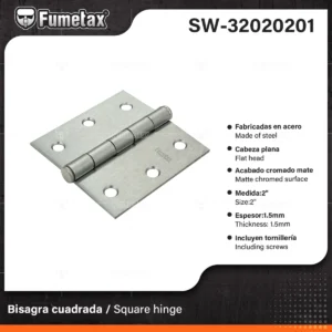 BISAGRA FUMETAX 2 X 2 ACERO SW-32020201