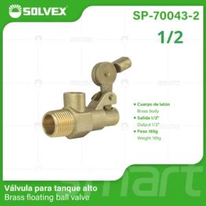 VALVULA TANQUE ALTO 1/2" REFORZADA BRONCE SP-70043-2