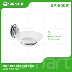 JABONERA DE CRISTAL CON SOPORTE CROMO SP-60061