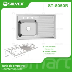 TARJA ACERO INOXIDABLE ESCURRIDERO DERECHO ST-8050R