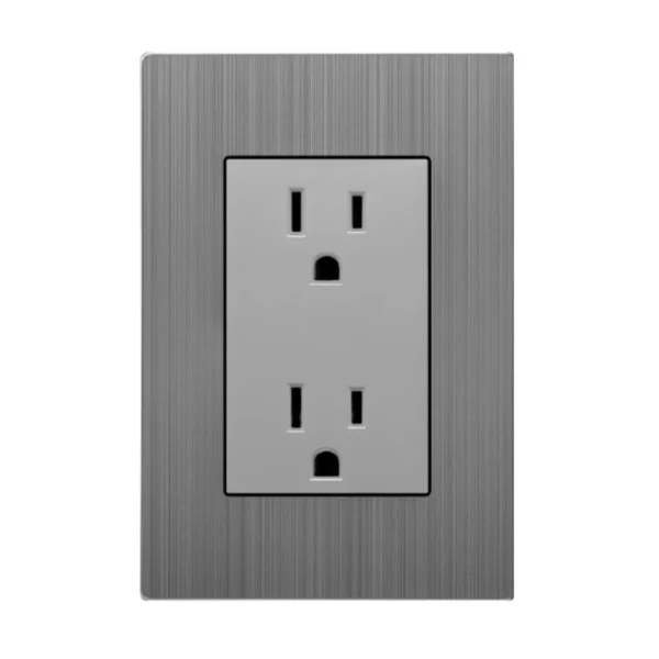 PLACA CON CONTACTO DUPLEX ACERO INOX LINEA PRO SPM-1204