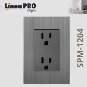 PLACA CON CONTACTO DUPLEX ACERO INOX LINEA PRO SPM-1204