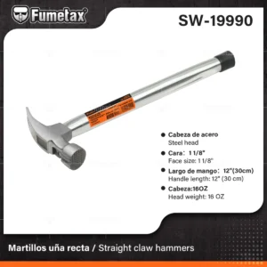 MARTILLO UÑA RECTA  FUMETAX MANGO METAL 16 OZ SW-19990