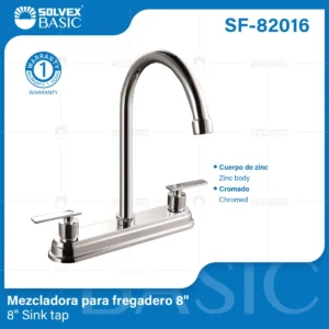 MEZCLADORA PARA FREGADERO CROMO PALANCAS SOLVEX SF-82016