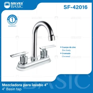 MEZCLADORA PARA LAVABO CROMO PALANCAS SOLVEX SF-42016
