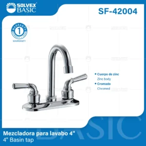 MEZCLADORA PARA LAVABO CROMO PALANCAS SOLVEX SF-42004