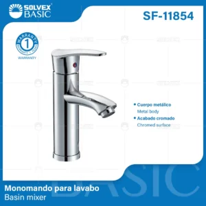 MONOMANDO PARA LAVABO CROMO METALICO 18CM SOLVEX SF-11854