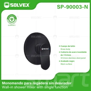 MONOMANDO PARA REGADERA NEGRO REDONDO SP-90003-N