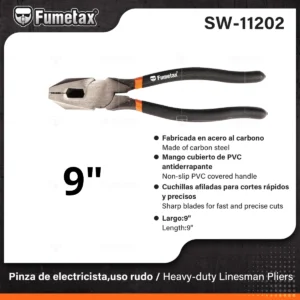 PINZAS DE ELECTRICISTA USO RUDO ACERO AL CARBON 9" SW-11202
