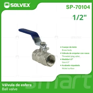 VALVULA ESFERA ROSCABLE 1/2" SOLVEX SP-70104