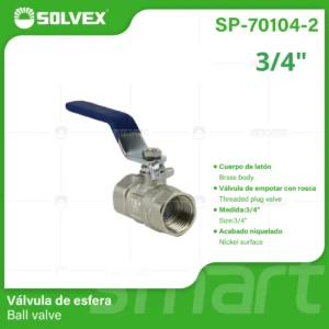 VALVULA ESFERA ROSCABLE 3/4" SOLVEX SP-70104-2