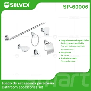 JUEGO DE ACCESORIOS 6 PZAS CROMO SOLVEX SP-60006