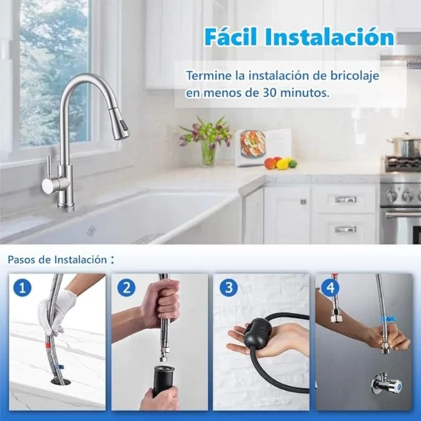 MONOMANDO NEGRO RETRACTIL DOBLE CHORRO 36-MILAN - Imagen 3