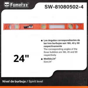 NIVEL ALUMINIO PROFESIONAL 24" FUMETAX SW-81080502-4