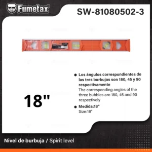 NIVEL ALUMINIO PROFESIONAL 18" FUMETAX SW-81080502-3
