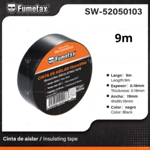CINTA DE AISLAR NEGRA 9m FUMETAX SW-52050103