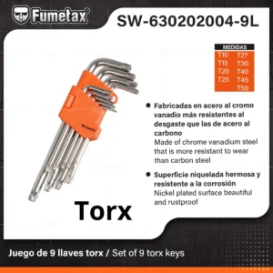 LLAVES TORX TAMPER 9 PZAS FUMETAX SW-630202004-9L