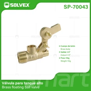 VALVULA TANQUE ALTO 1/2" LATON SP-70043