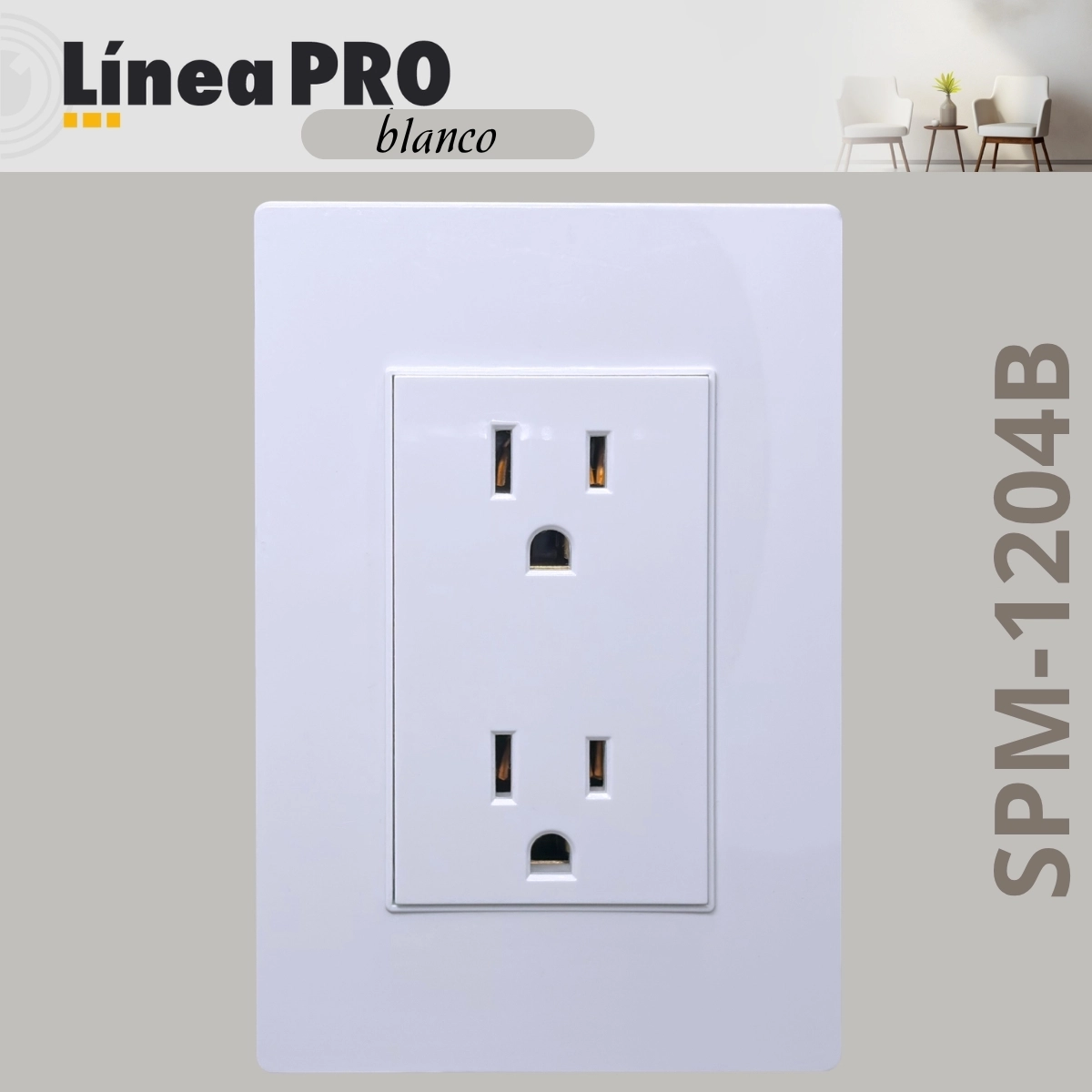 PLACA CON CONTACTO DUPLEX BLANCO LINEA PRO SPM-1204B
