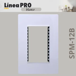 PLACA BLANCA CHASIS METALICO 3 VENTANAS LINEA PRO BLANCO SPM-12B