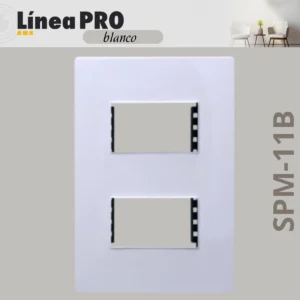 PLACA BLANCA CHASIS METALICO 2 VENTANAS LINEA PRO BLANCO SPM-11B