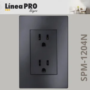 PLACA CON CONTACTO DUPLEX NEGRO LINEA PRO SPM-1204N