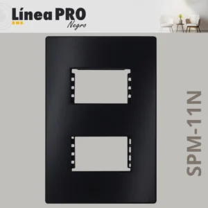 PLACA NEGRA ABS 2 VENTANAS LINEA PRO NEGRA SPM-11N