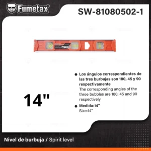 NIVEL ALUMINIO PROFESIONAL 14" FUMETAX SW-81080502-1