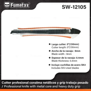 CUTTER PROFESIONAL ALMA METALICA 9MM REFORZADO FUMETAX SW-12105