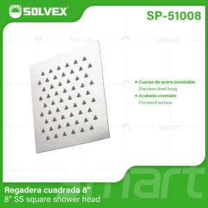REGADERA CUADRADA 8 PULG ACERO INOX TRIANGULOS SP-51008