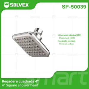 REGADERA CUADRADA 4" CROMO ABS SOLVEX SP-50039
