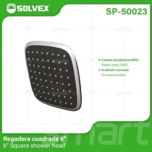REGADERA CUADRADA 6" CROMO ABS SOLVEX SP-50023
