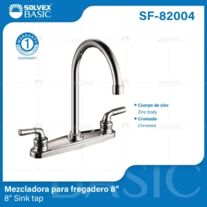 MEZCLADORA PARA FREGADERO CROMO CUERPO ZINC SOLVEX SF-82004