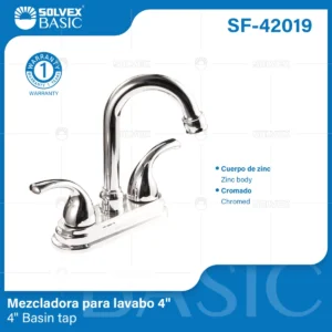 MEZCLADORA PARA LAVABO CROMO PALANCAS CUERPO ZINC SF-42019