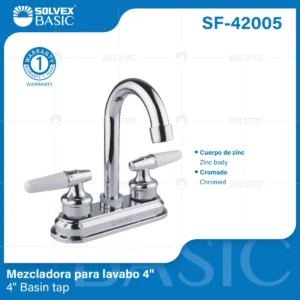 MEZCLADORA PARA LAVABO CROMO MANIJAS PIRULI SF-42005