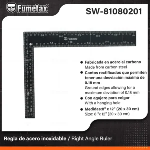 ESCUADRA ACERO INOX NEGRA 8 X 12 PULG FUMETAX SW-81080201