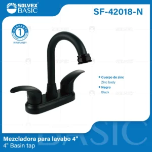 MEZCLADORA PARA LAVABO NEGRA CUERPO ZINC SF-42018-N