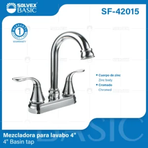 MEZCLADORA PARA LAVABO CROMO CUERPO ZINC SF-42015