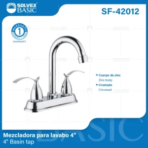 MEZCLADORA PARA LAVABO CROMO CUERPO ZINC SF-42012